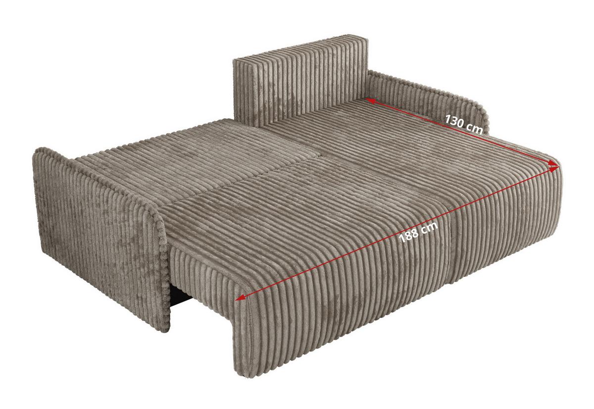 ECKSCHLAFSOFA ARPA L Hellbraun Cord - links - Hellbraun/Schwarz, Kunststoff/Textil (198/150cm) - MKS