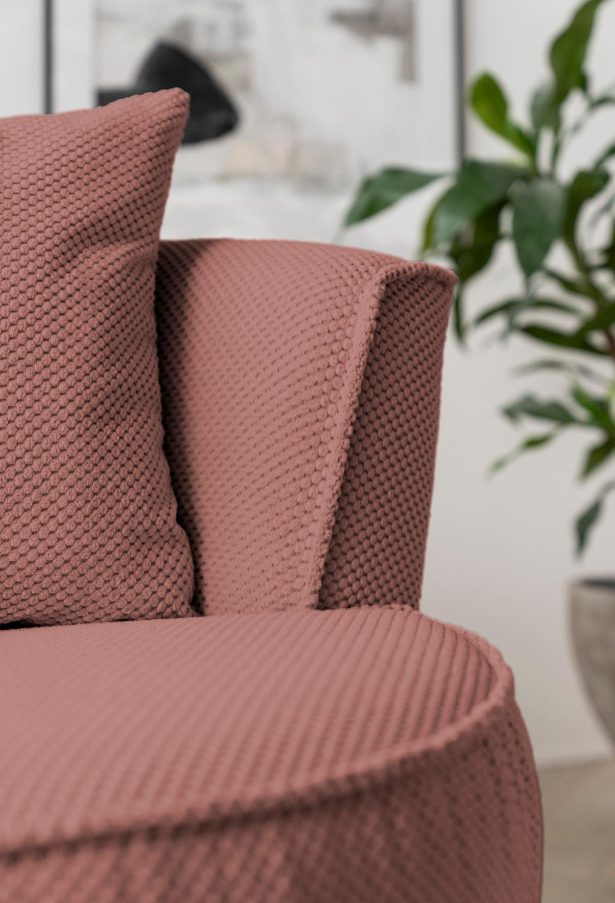 DREHSESSEL terracotta Web-Velours, XL Sessel 360° drehbar inklusive 3 x Kissen - Terracotta, Kunststoff/Textil (120/86/120cm)