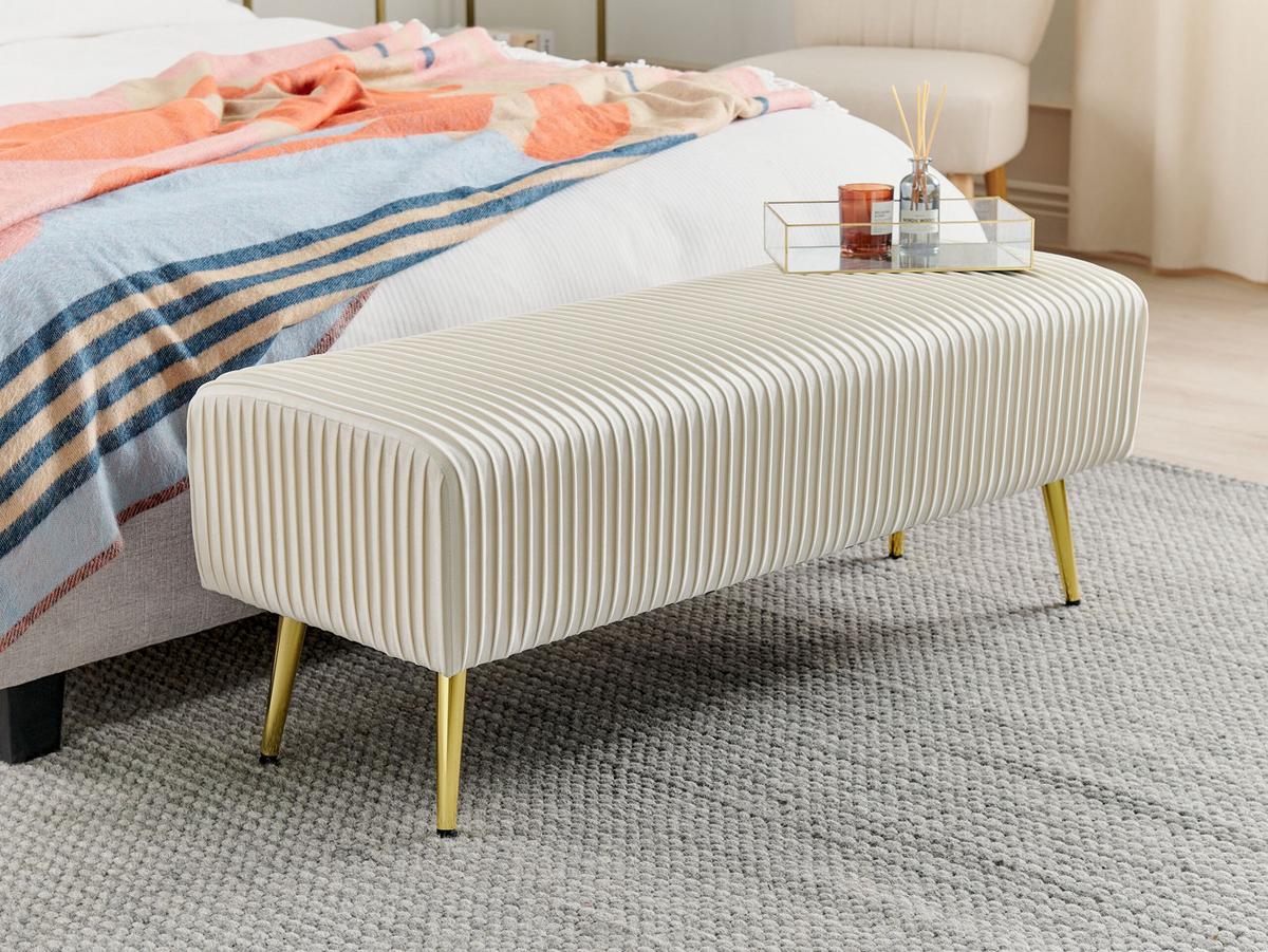 BANK Weiß Paterson - Goldfarben/Weiß, Textil (118/42/40cm) - Beliani