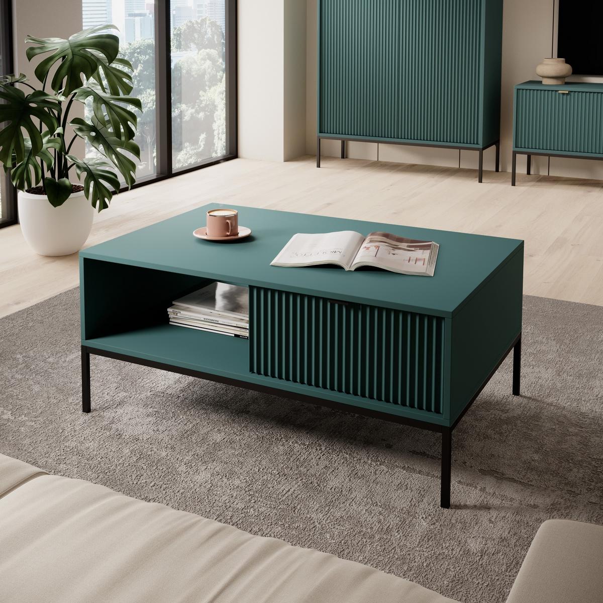 COUCHTISCH STELLARE 104/46/68 cm Hellgrün - Schwarz/Hellgrün, Holzwerkstoff (68/104/46cm) - MASSENO