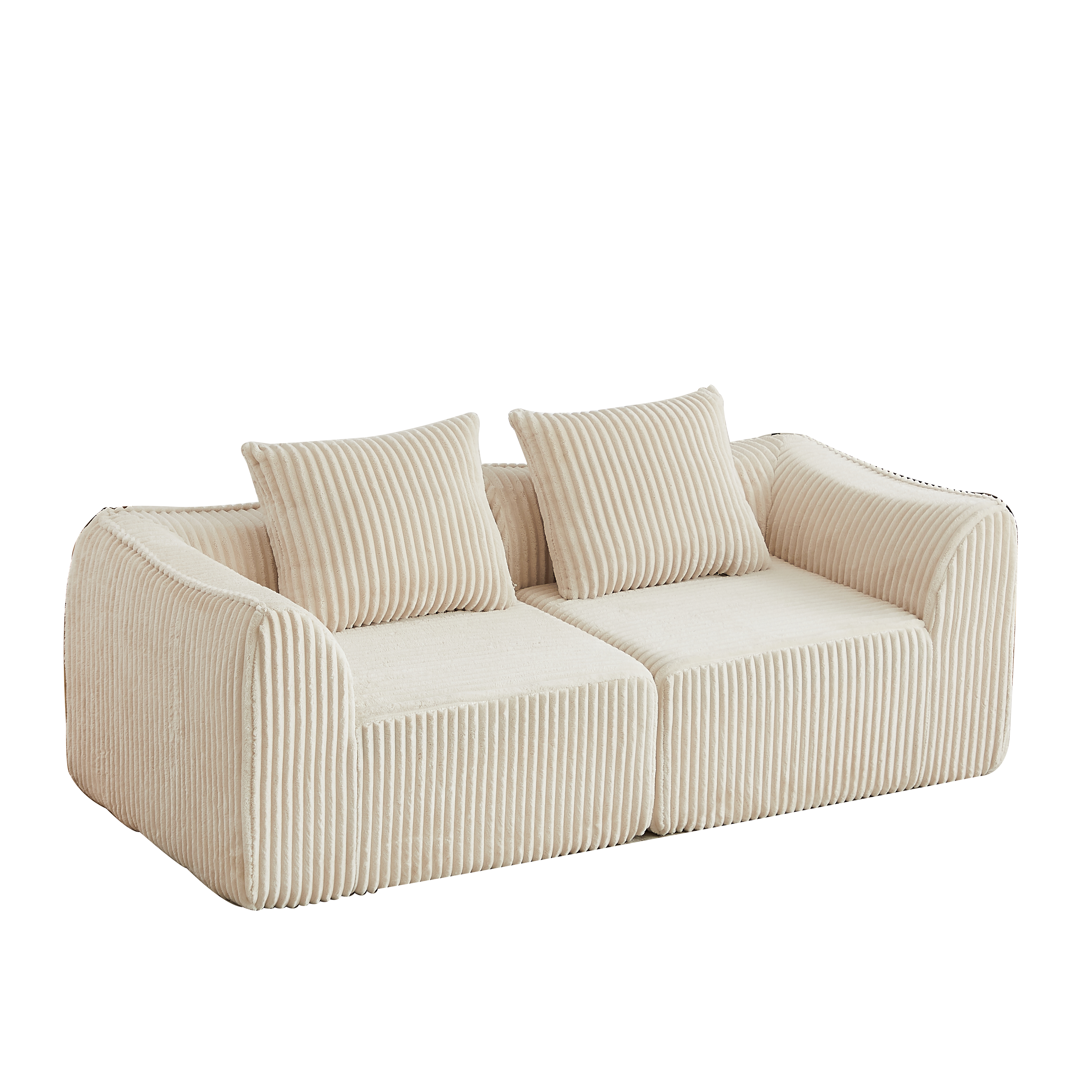 2-SITZER SOFA aus Cord in Beige minimalistisch & ohne Montage - Beige, Textil (101/72.5/185cm) - Urban Meuble