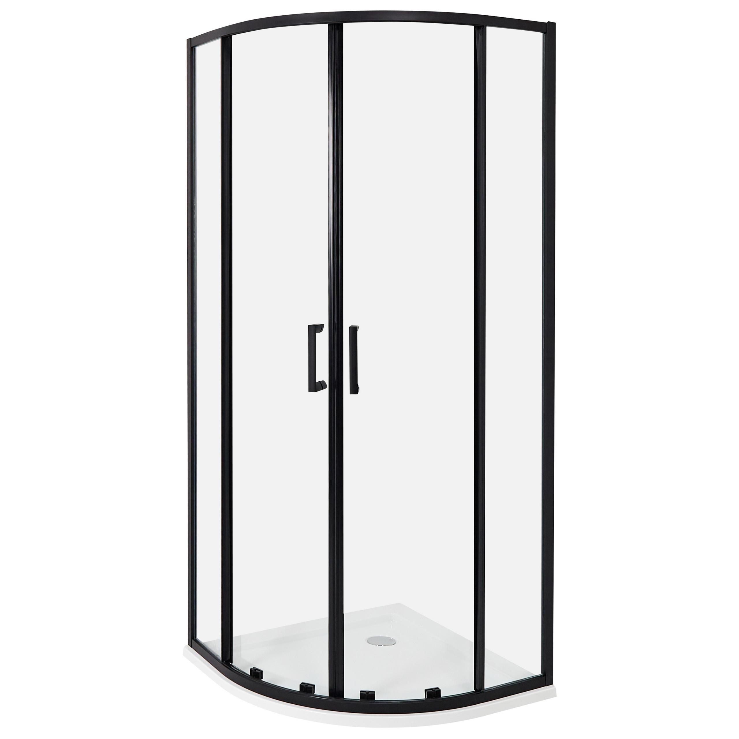 DUSCHKABINE 80/80/185 cm Schwarz Jukatan - Transparent/Schwarz, Glas (80/80/185cm) - Beliani