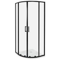 DUSCHKABINE 80/80/185 cm Schwarz Jukatan - Transparent/Schwarz, Glas (80/80/185cm) - Beliani