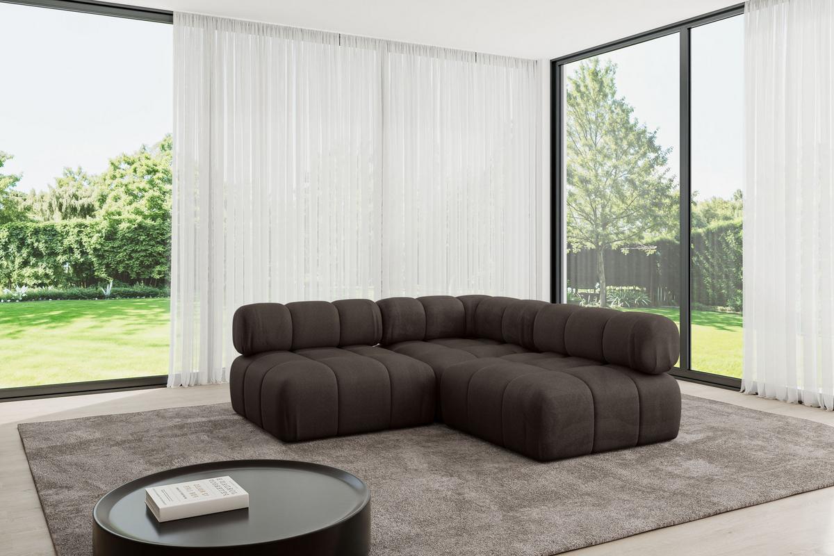ECKSOFA modulares Sofa Samaro-L1 - 190x190x70 cm Braun Velours - Braun, Holzwerkstoff/Textil (190/190cm) - ALTDECOR