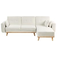 ECKSCHLAFSOFA 3-Sitzer Stoff Weiß linksseitig Kaarina - Hellbraun, Textil (260/152cm) - Beliani