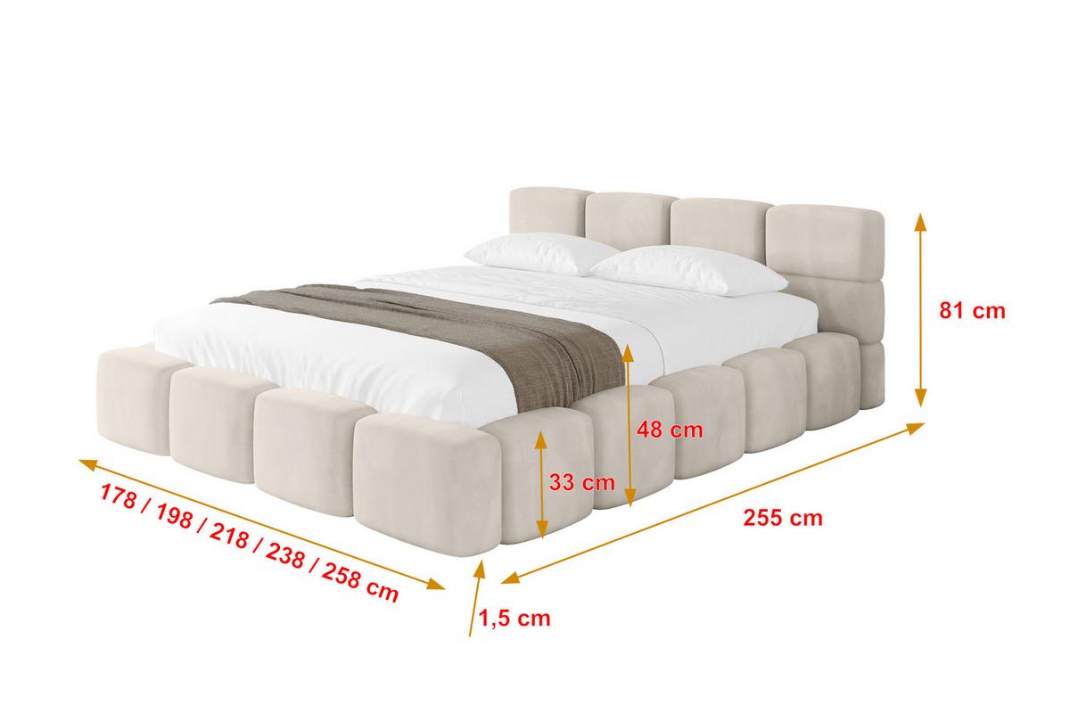 POLSTERBETT mit Bettkasten und Lattenrost, Bett mit Kopfteil, Boxbett ohne Matratze, Doppelbett mit Stauraum - NATA-v1 200x200 Beige - Beige, Holzwerkstoff/Textil (200/200cm) - ALTDECOR