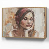 WANDLEUCHTE MIT AKKU Frau - Lackierung - Porträt - Modern 100x70 cm - Braun, Holzwerkstoff (100/70/8cm) - OnlyWow