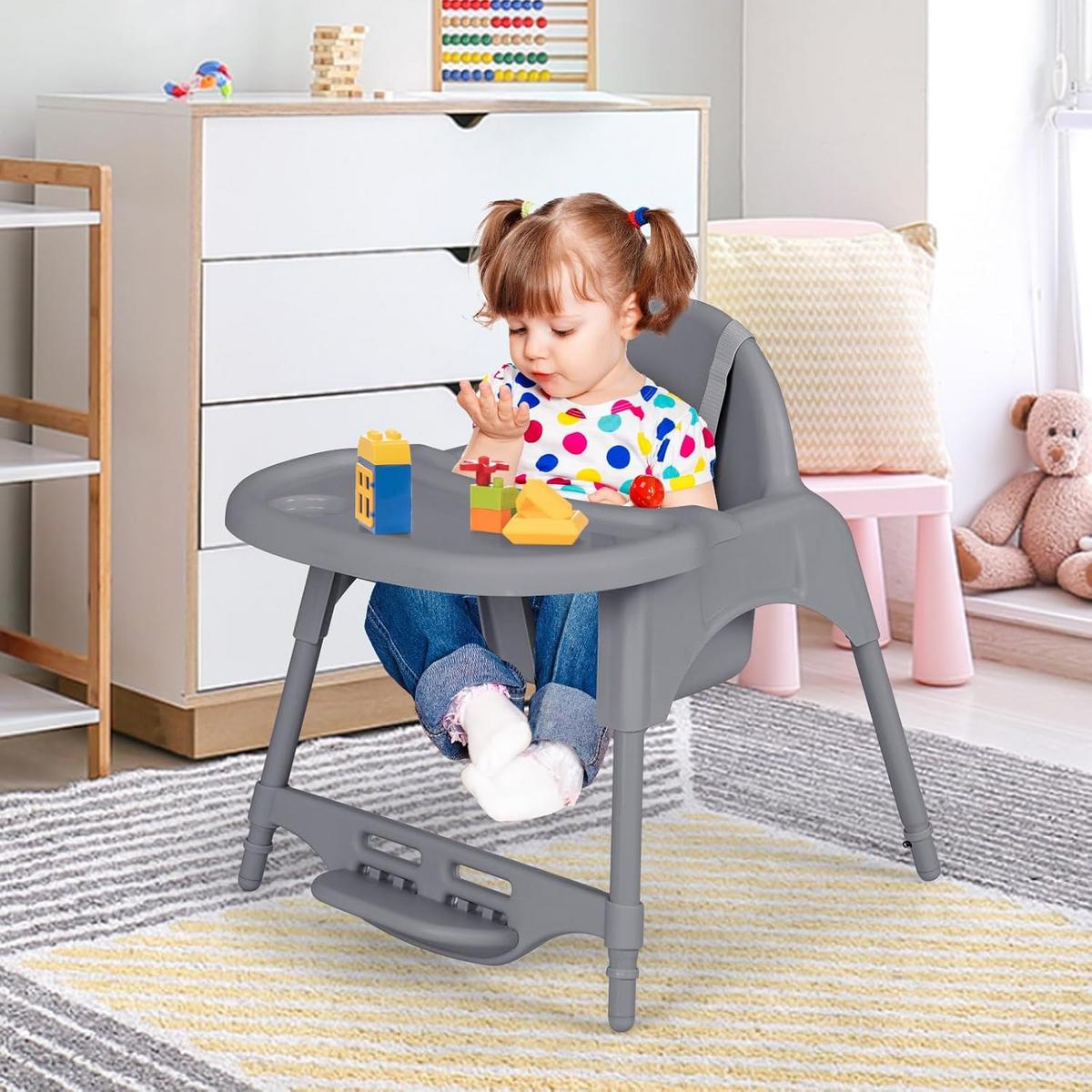 BABYHOCHSTUHL Grau - Grau, Kunststoff (66/87/61.5cm) - COSTWAY
