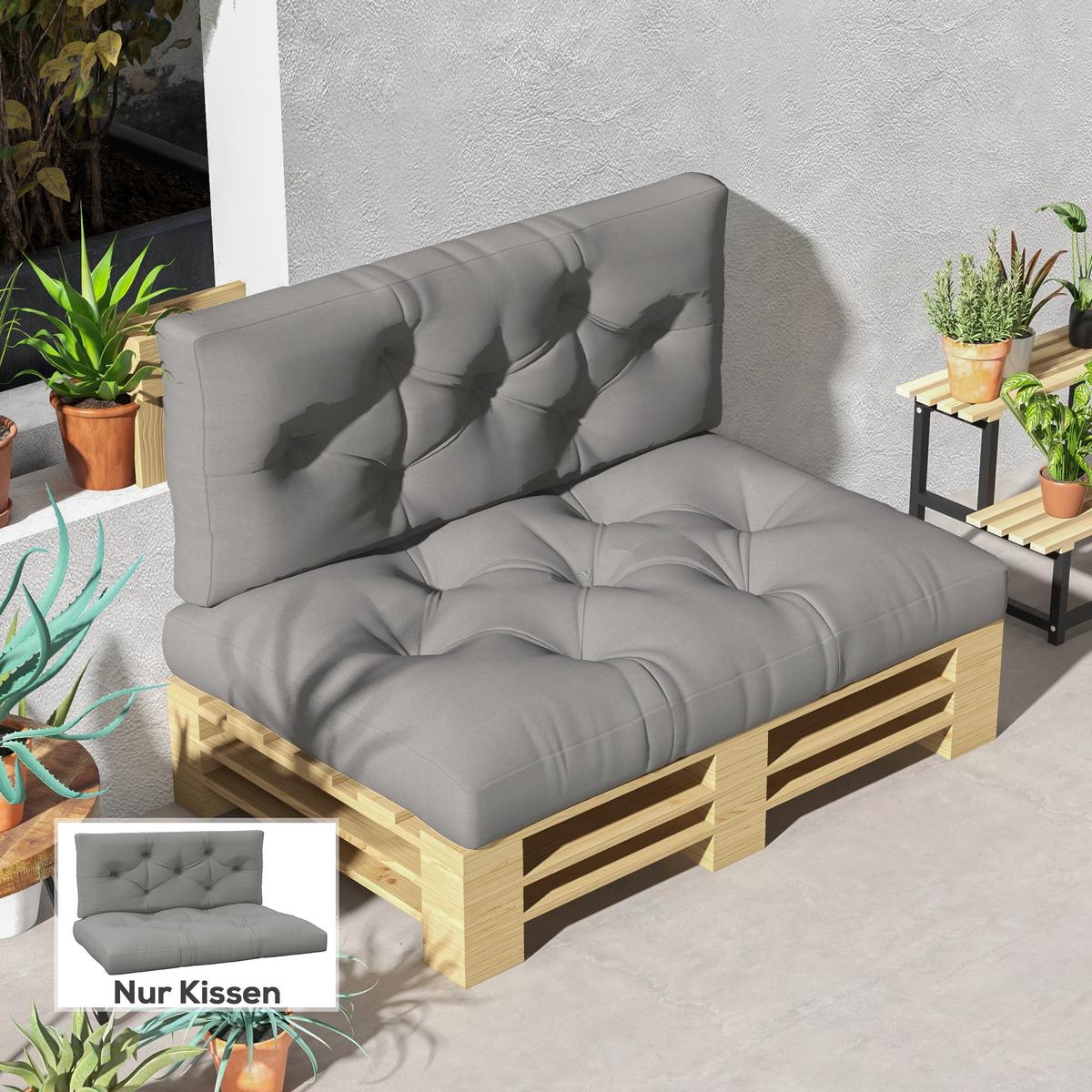 SITZKISSEN 2er Set Polyester Hellgrau - Hellgrau, Textil (80/12/120cm) - Outsunny