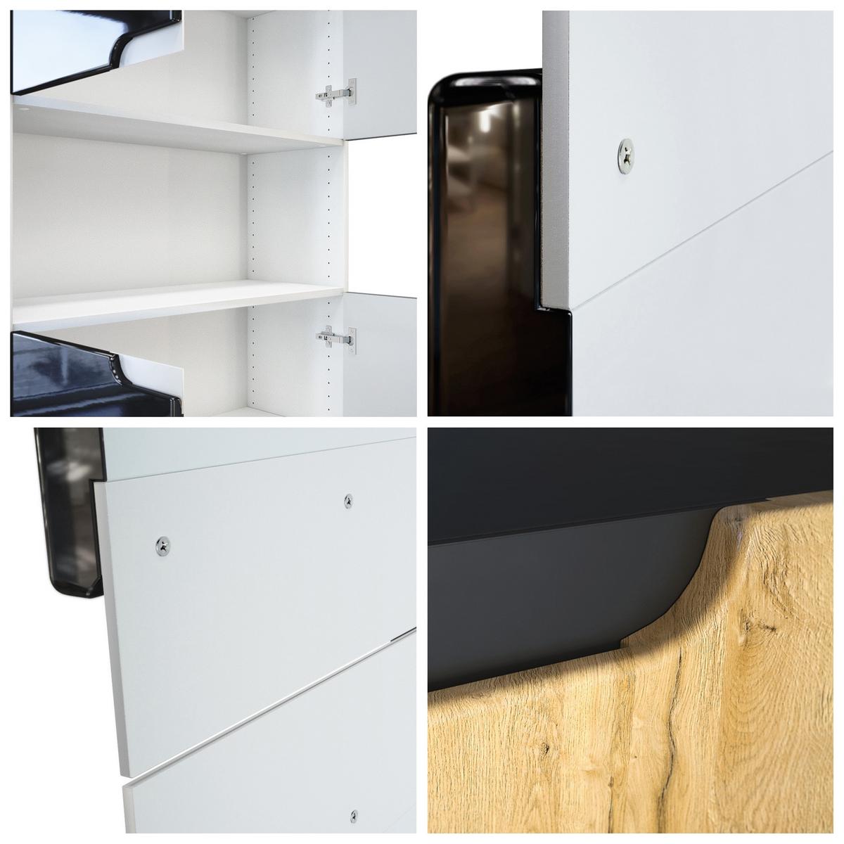 BÜROSCHRANK Logan Fronten in Schwarz Hochglanz - Schwarz Hochglanz, Holzwerkstoff (82/184/37cm) - Vladon