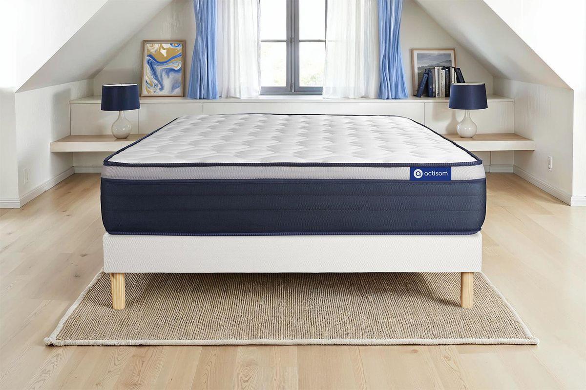 BETT Actilatex max Latex und Memory-Schaum 80 x 200 cm h3 - Kit Bettgestell Weiß - Beige/Weiß, Karton/Holz (80/200cm) - ACTISOM