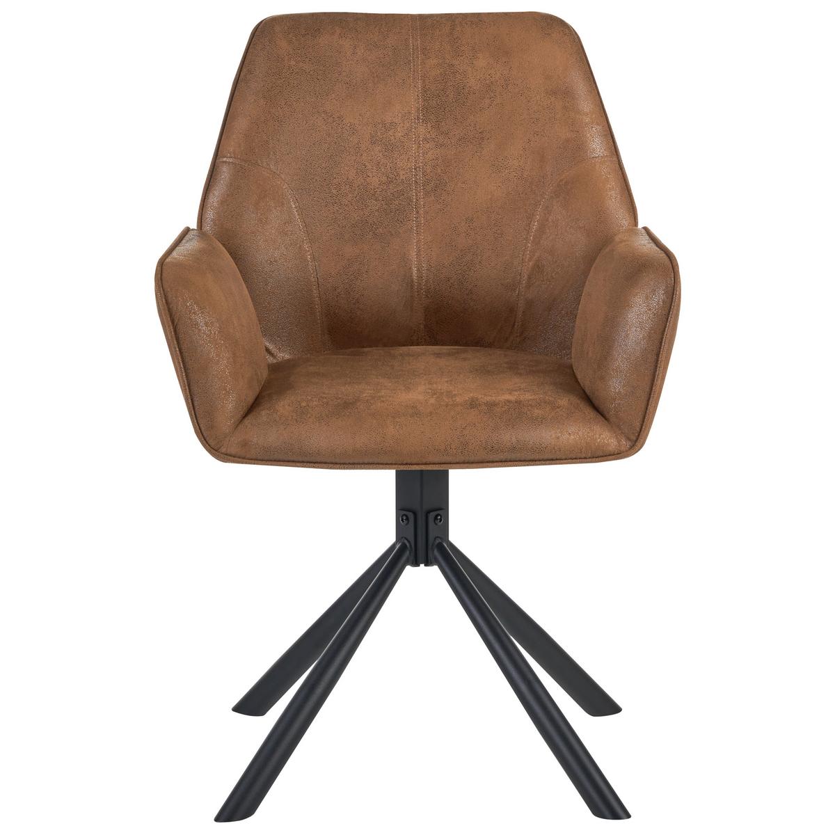 ESSZIMMERSTUHL 2er-Set drehbar Kunstwildleder Hellbraun Warner - Hellbraun, Textil (63/94/58cm) - Beliani