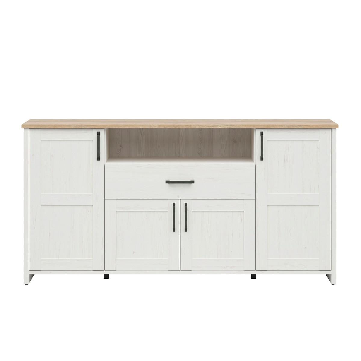 SIDEBOARD Aksel Weiß und Holz - Weiß, Holzwerkstoff (194/99/43cm) - Petits-meubles