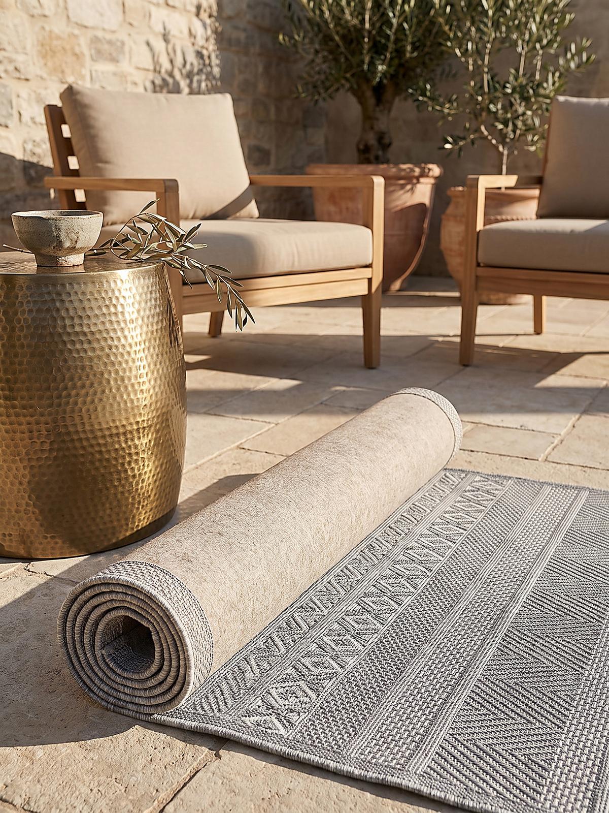 TEPPICH Flachgewebe ESERA Gestreift Polypropylen Grau 80 x 150 cm - Grau, Textil (80/150cm) - KADIMA DESIGN