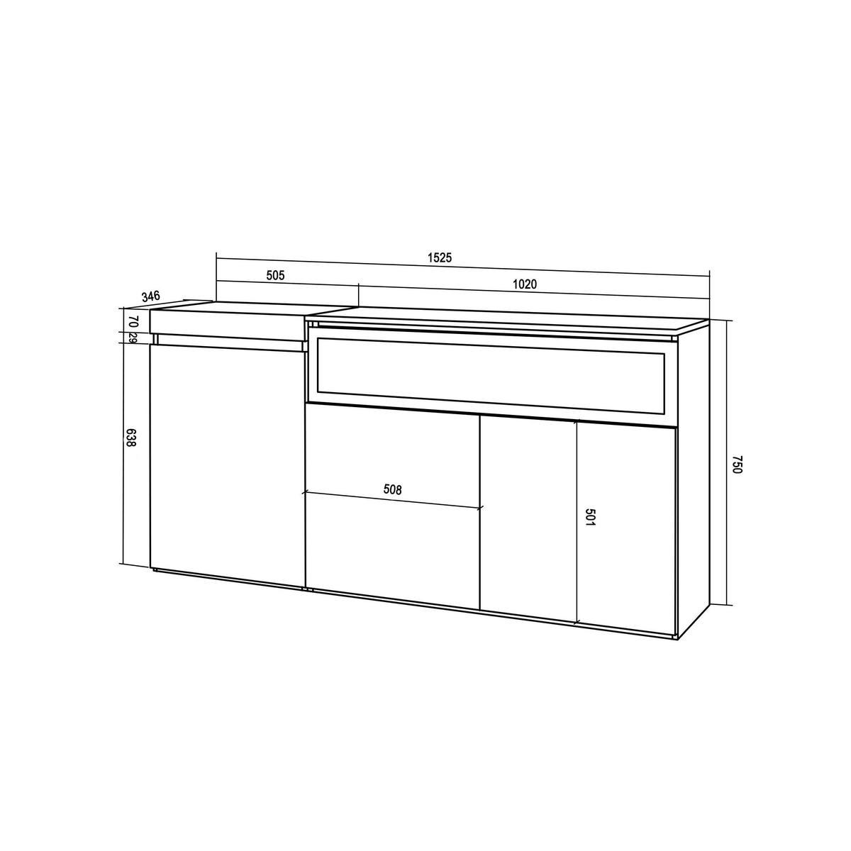 SIDEBOARD Elektrokamin, schwarz, 150/35/75cm - Schwarz, Holzwerkstoff (150/75/35cm) - Skraut Home