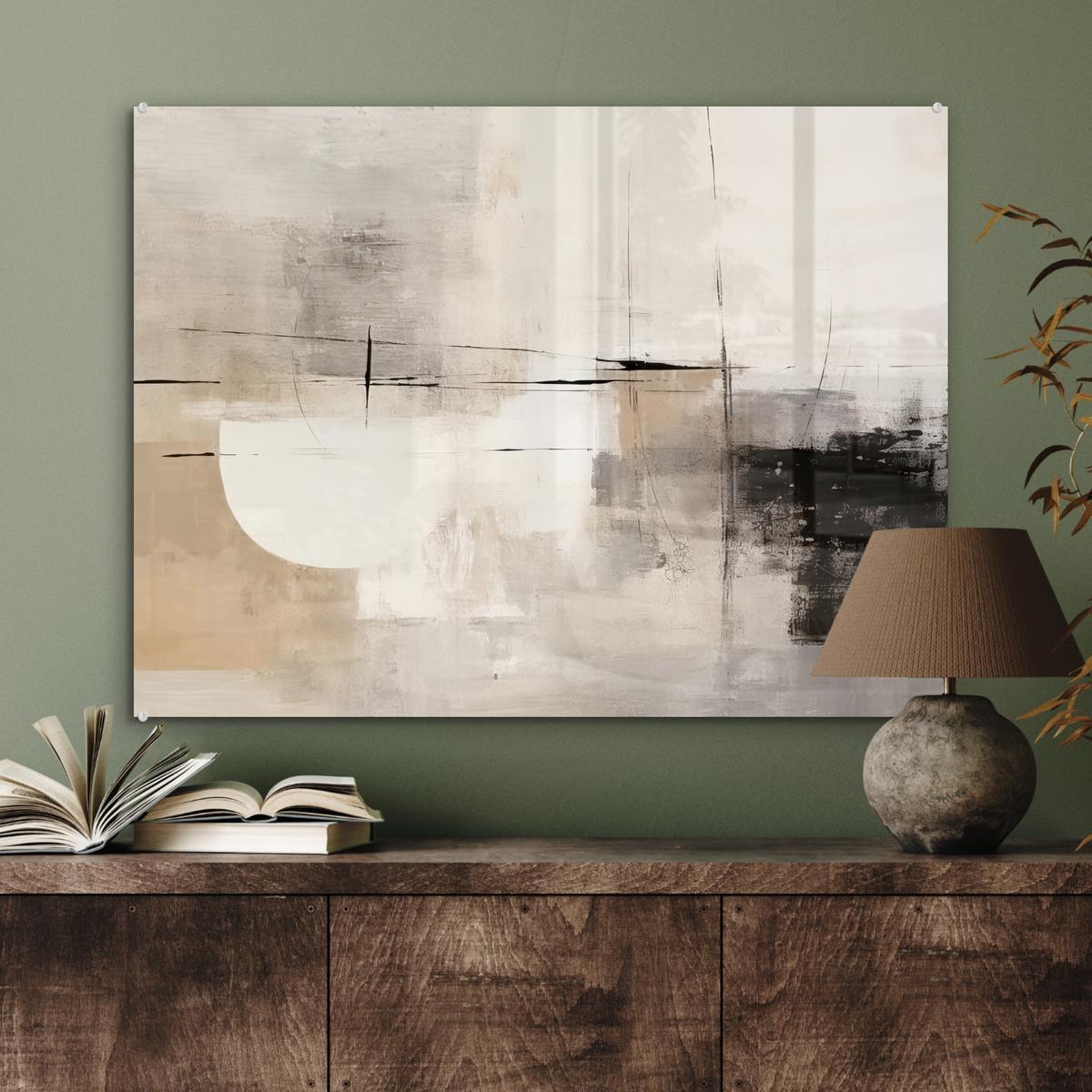 ACRYLGLASBILD Abstrakt - Kunst - Grau 80x60 cm - Hellgrau, Glas (80/60cm) - MuchoWow