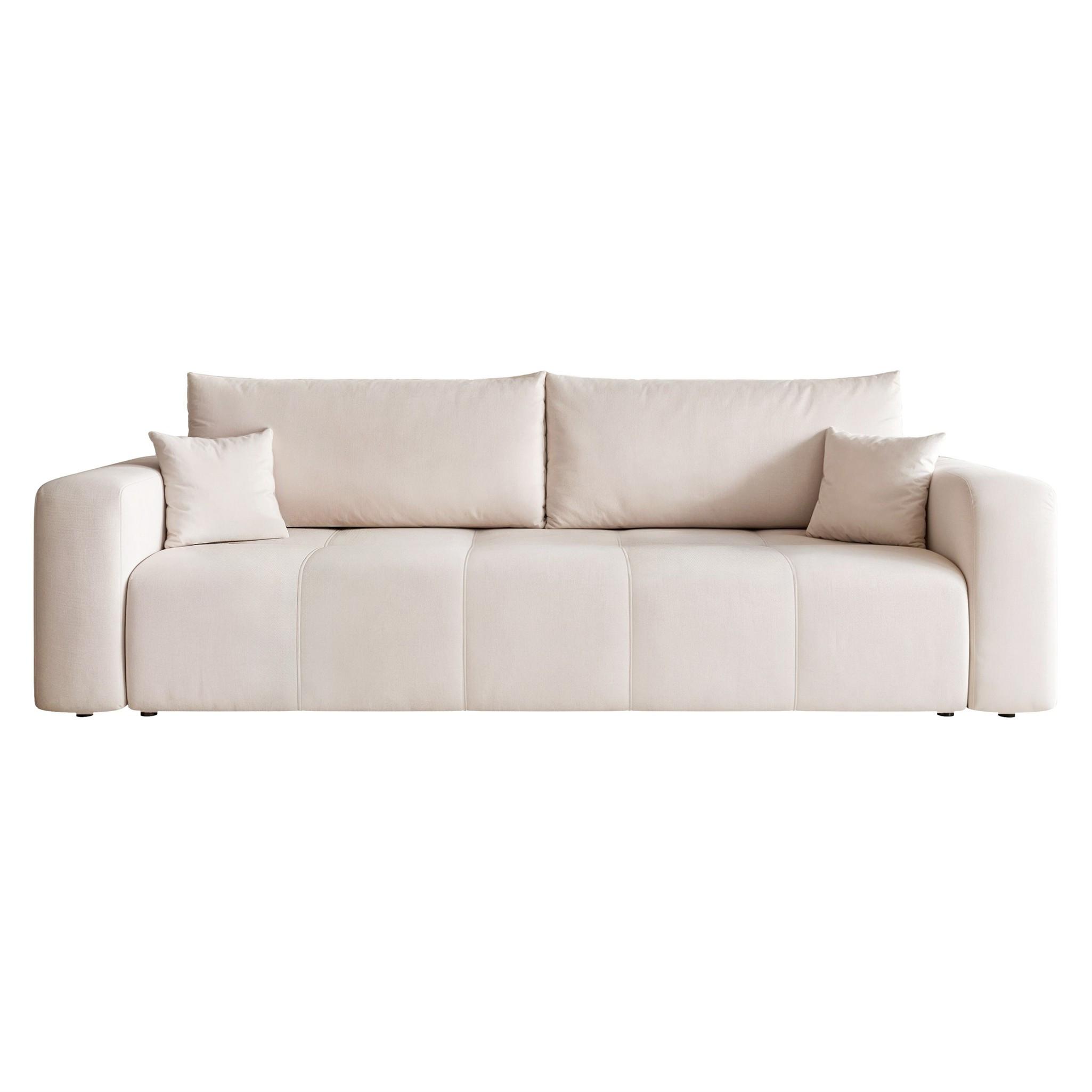 SCHLAFSOFA Leros - Creme, Holzwerkstoff/Textil (244/79/93cm) - Fun Möbel