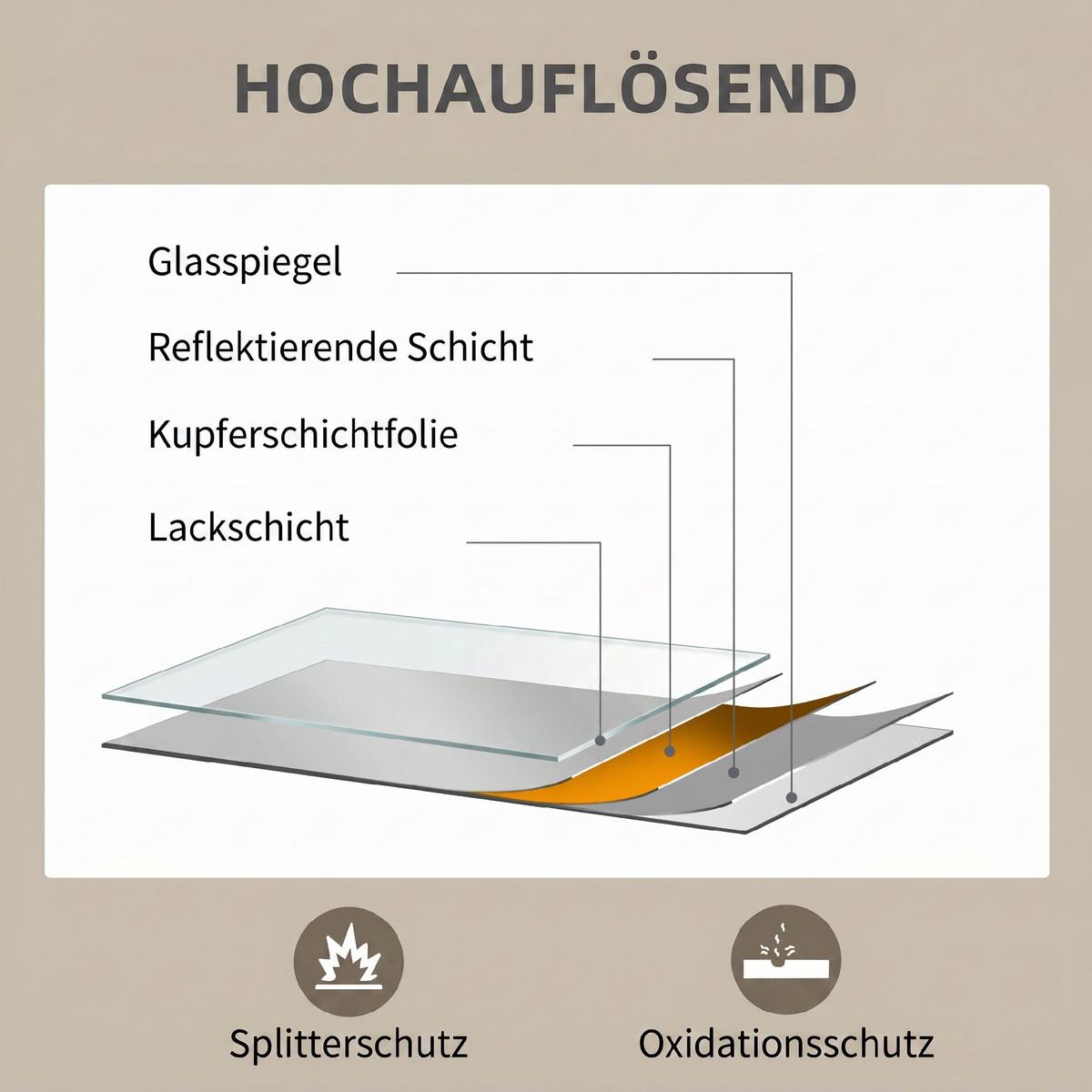WANDSPIEGEL MDF Glas Schwarz - Schwarz, Holzwerkstoff (2/80/60cm) - HOMCOM