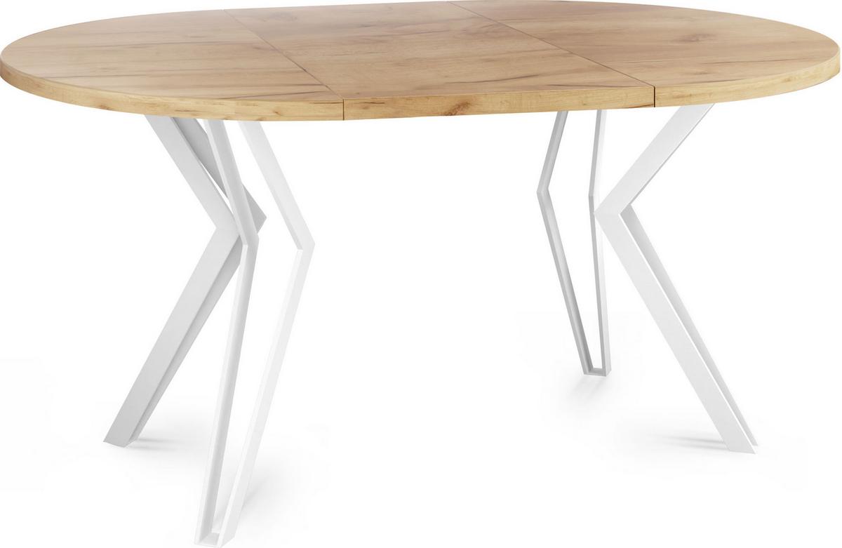 ESSTISCH Austin runder ausziehbarer, Craft Eiche 120-200/100/76 cm - Eiche Wotan/Weiß, Holzwerkstoff/Metall (120/200/76cm) - WFL GROUP