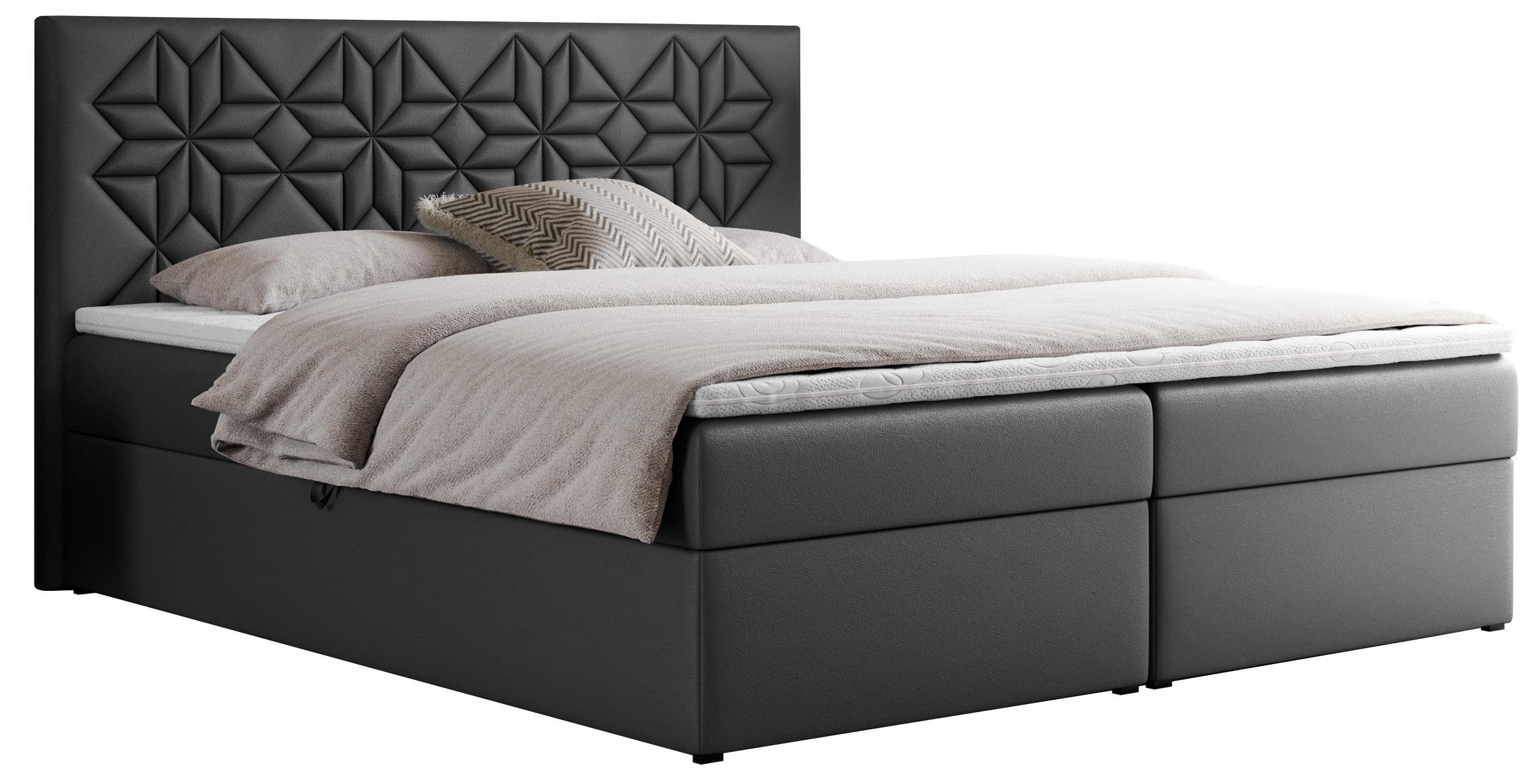BOXBETT LEILA 120/200 Dunkelgrau Kunstleder - H3 - Dunkelgrau, Holz/Textil (120/200cm) - MKS