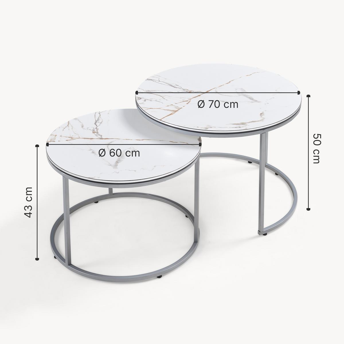 COUCHTISCH SET Skagen 2-teilig 70/70/50 - Weiß, Holzwerkstoff (70/70/50cm) - [en.casa]