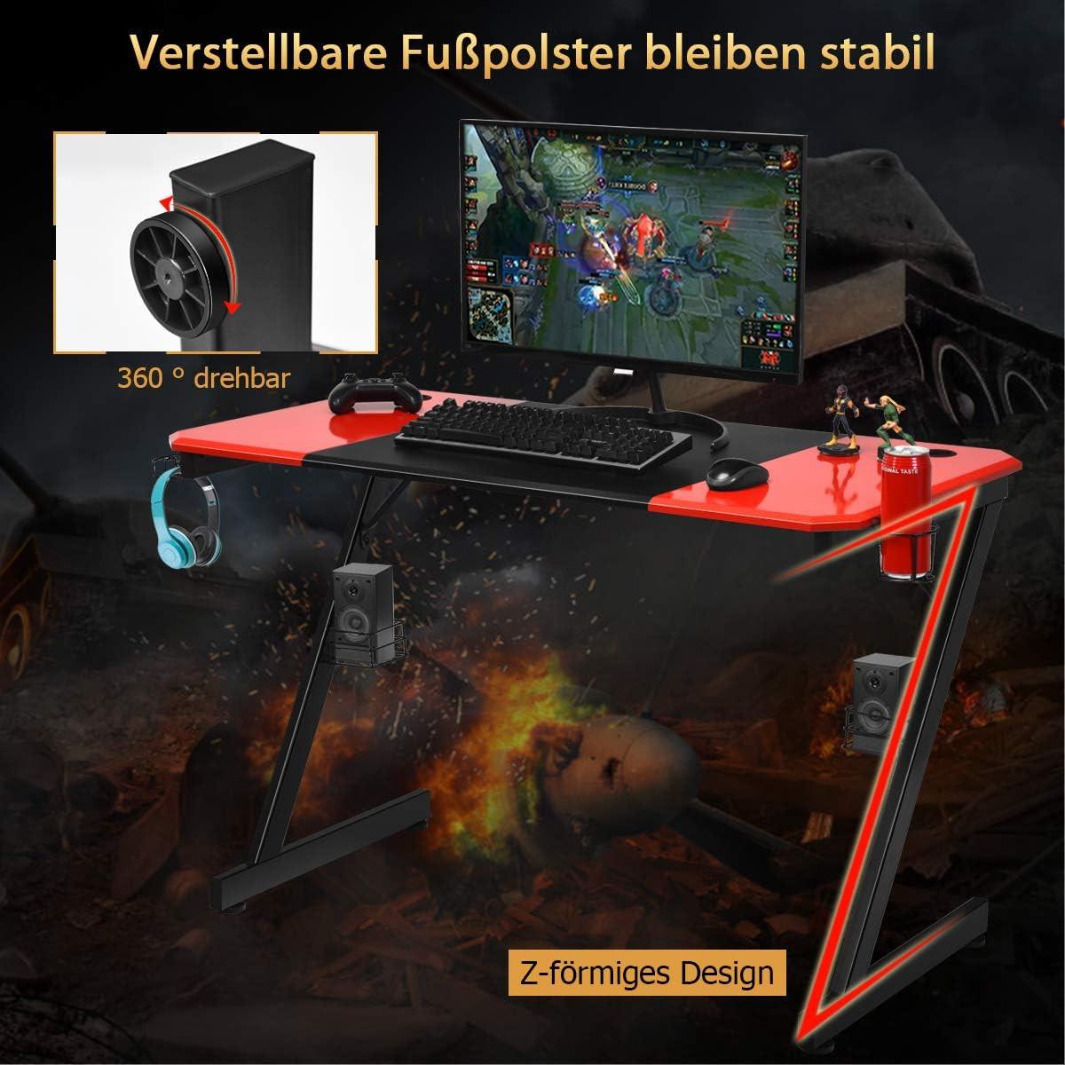 COMPUTERTISCH Rot - Multicolor, Holzwerkstoff (60/120/76cm) - COSTWAY