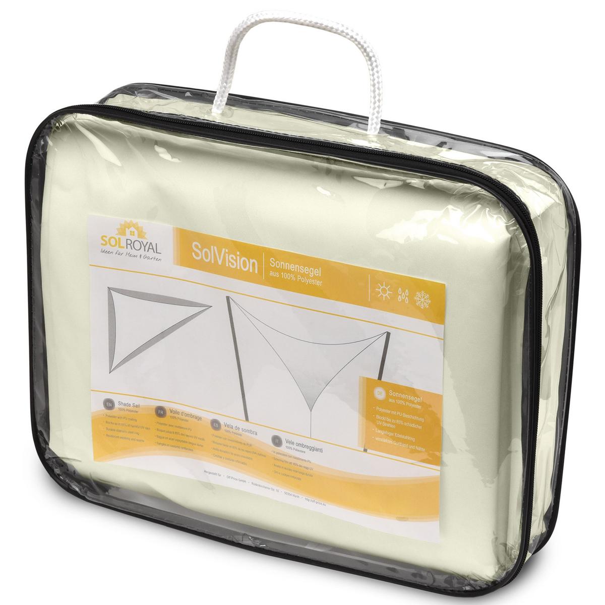 SONNENSEGEL SolVision PS9 420/420/600 cm dreieckig Creme PE - Creme, Kunststoff (420/420cm) - Sol Royal
