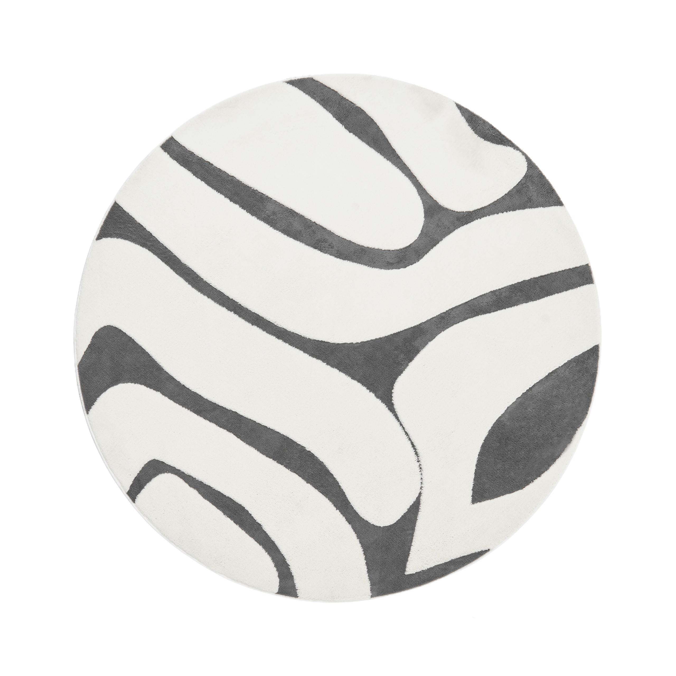 TEPPICH Grau/Weiß 160 cm Hartz - Creme/Grau, Textil (160/160cm) - Beliani