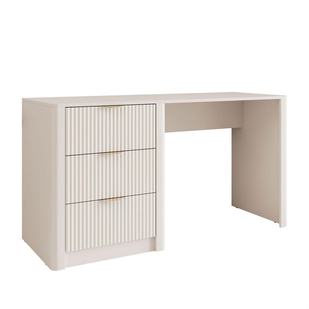 SCHREIBTISCH SCARLETT mit geriffelten Schubladen - Beige, Holzwerkstoff (55/140/76cm) - Lookway