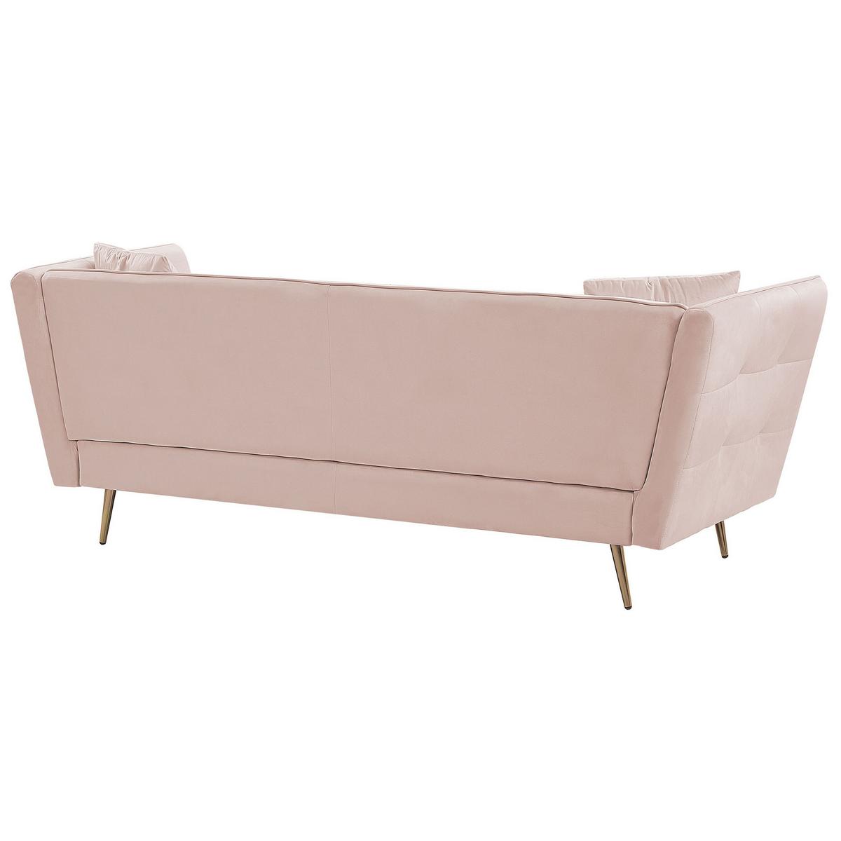 3-SITZER-SOFA Samtstoff Pastellrosa Frederica - Rosa, Textil (200/77/80cm) - Beliani