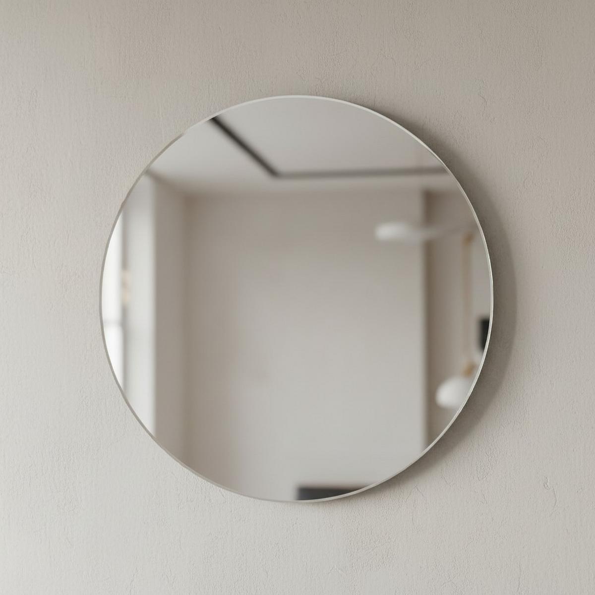 WANDSPIEGEL Rund (Ø 60 cm) in Graphitfarben – Modern & Rahmenlos - Grau, Glas (60/60/2cm) - KADIMA DESIGN