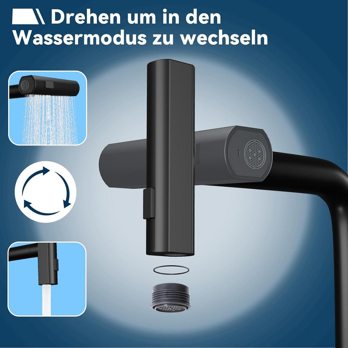 WASCHTISCHARMATUR Mareussa 23/14/28 cm - Schwarz, Metall (23/14/28cm) - ZMH