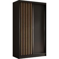 SCHWEBETÜRENSCHRANK Cabinio Schwarz Eiche Artisan 120/216/61 cm – Modern, mit Lamellen - Walnussfarben/Schwarz, Holzwerkstoff/Kunststoff (120/216.1/61cm) - AX Living