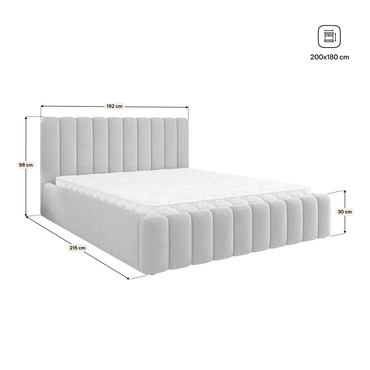 POLSTERBETT DINESE Q 180x200 cm mit Bettkästen - Hellgrau - Hellgrau, Holz (180/200cm) - MASSENO