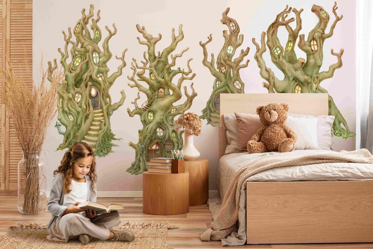 WANDAUFKLEBER 100x281cm - Zauberhäuser - Multicolor, Kunststoff (100/281/0.1cm) - Wallfluent