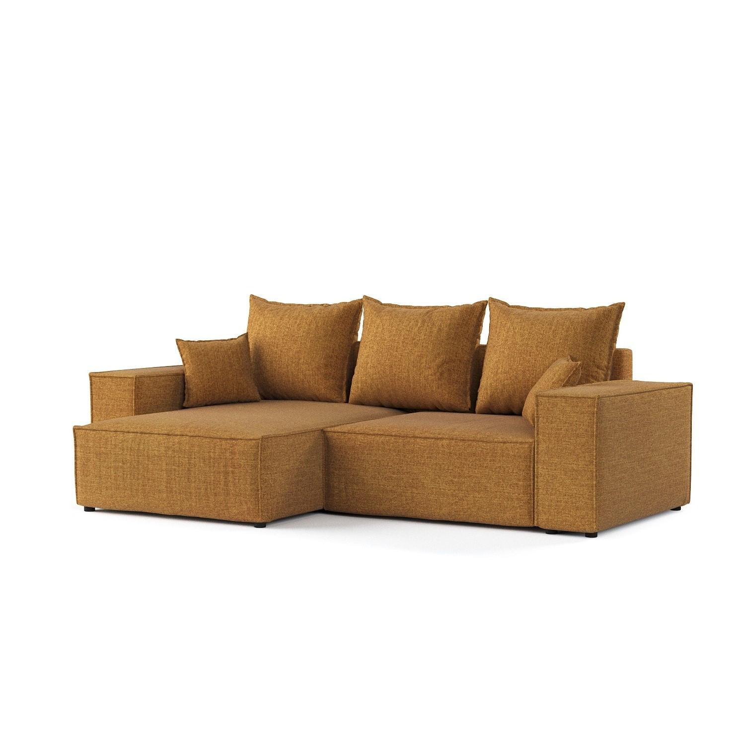 ECKSOFA SENSO mit Schlaffunktion Honiggelb im City Stoff - Schwarz/Honig, Holz/Holzwerkstoff (255/148cm) - AltaBeds