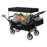 BOLLERWAGEN faltbar mit Dach XXL Schwarz-Grau Handwagen für Kinder Strand Picknick - Schwarz, Metall (56/99/196cm) - Hauki