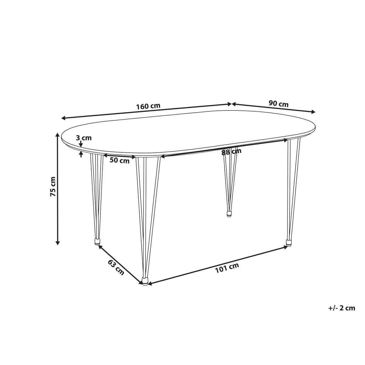 ESSTISCH Hellbraun 160/90 cm Cavell - Hellbraun, Holzwerkstoff (160/90/75cm) - Beliani