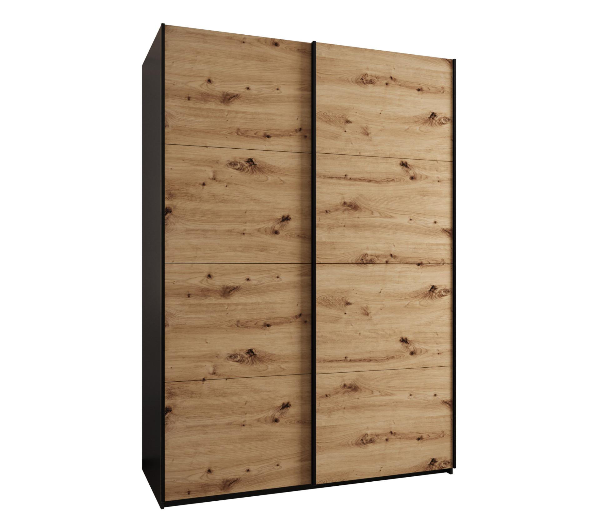 SCHWEBETÜRENSCHRANK 245,5/170/64 2-türig - Schwarz/Eiche Artisan, Holz/Metall (170/245/64cm) - Abiks Möbel