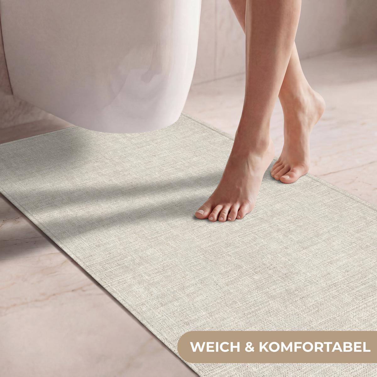 WC-VORLEGER Leinen - Textur - Beige Toilettenvorleger 60x120 cm - Beige, Textil (60/1cm) - OnlyWow