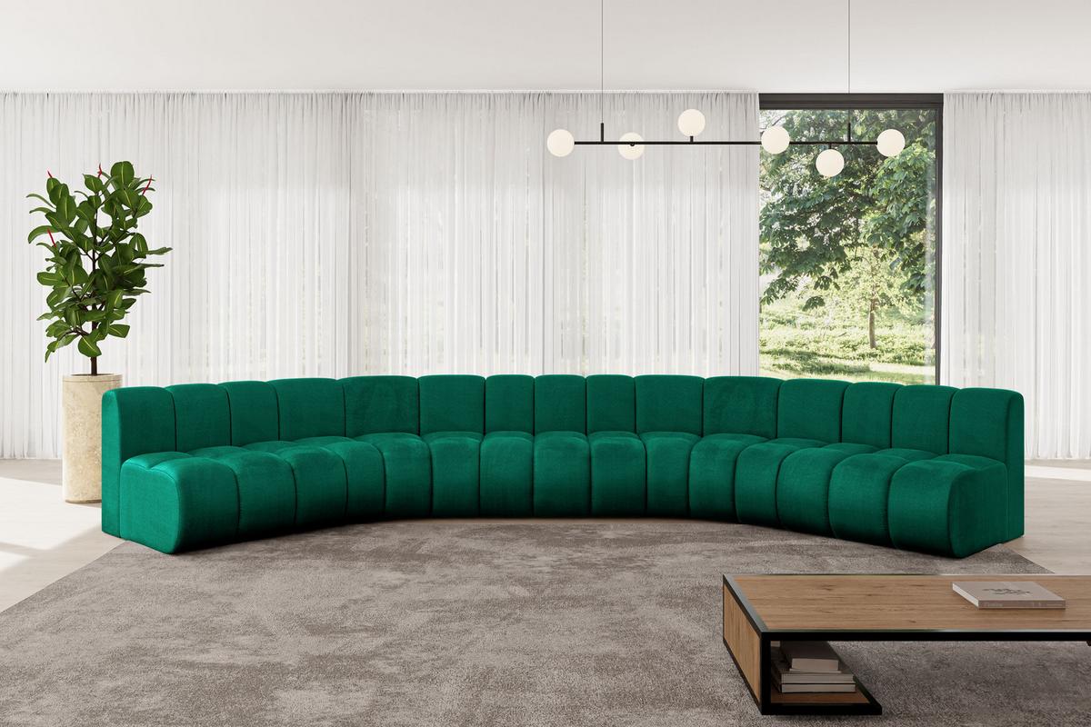 WOHNLANDSCHAFT modulares Sofa Montra-U1 - 490x174x70 cm Grün - Dunkelgrün, Holzwerkstoff/Textil (490/70/174cm) - ALTDECOR