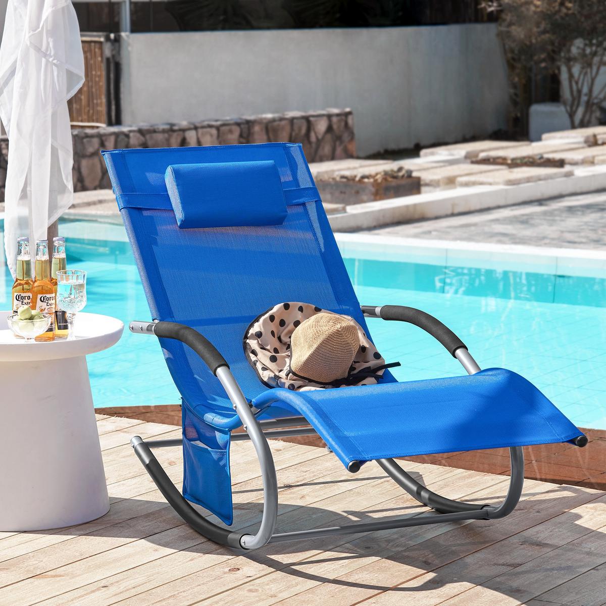 SONNENLIEGE blau - Blau, Metall (63/87/150cm) - SoBuy