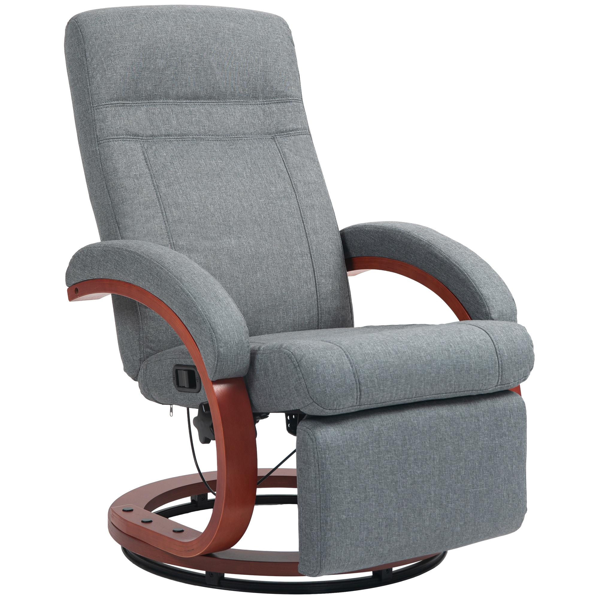 RELAXSESSEL Drehbarer Fernsehsessel mit Liegefunktion, Liegesessel, Stoff, Grau - Grau, Textil (68/100/86cm) - HOMCOM