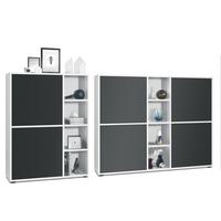 WOHNZIMMERSET Miami Schwarz matt - Schwarz, Holzwerkstoff (214.5/105.5/35.5cm) - Vladon