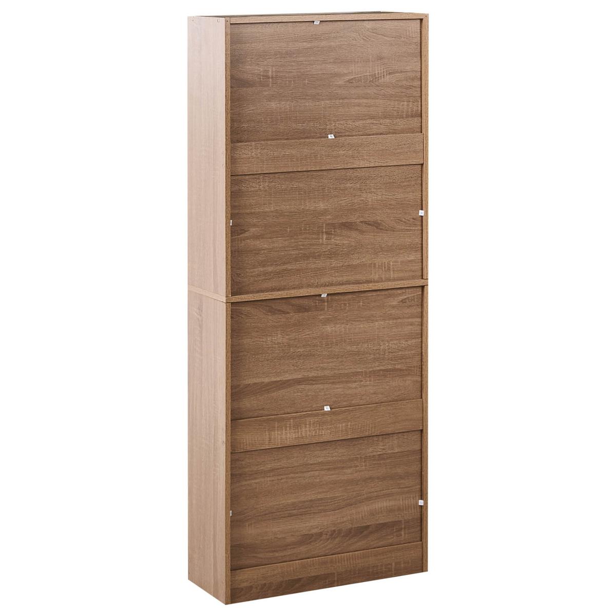 SCHUHSCHRANK Hellbraun Bowral - Hellbraun/Schwarz, Holzwerkstoff (60/150/24cm) - Beliani