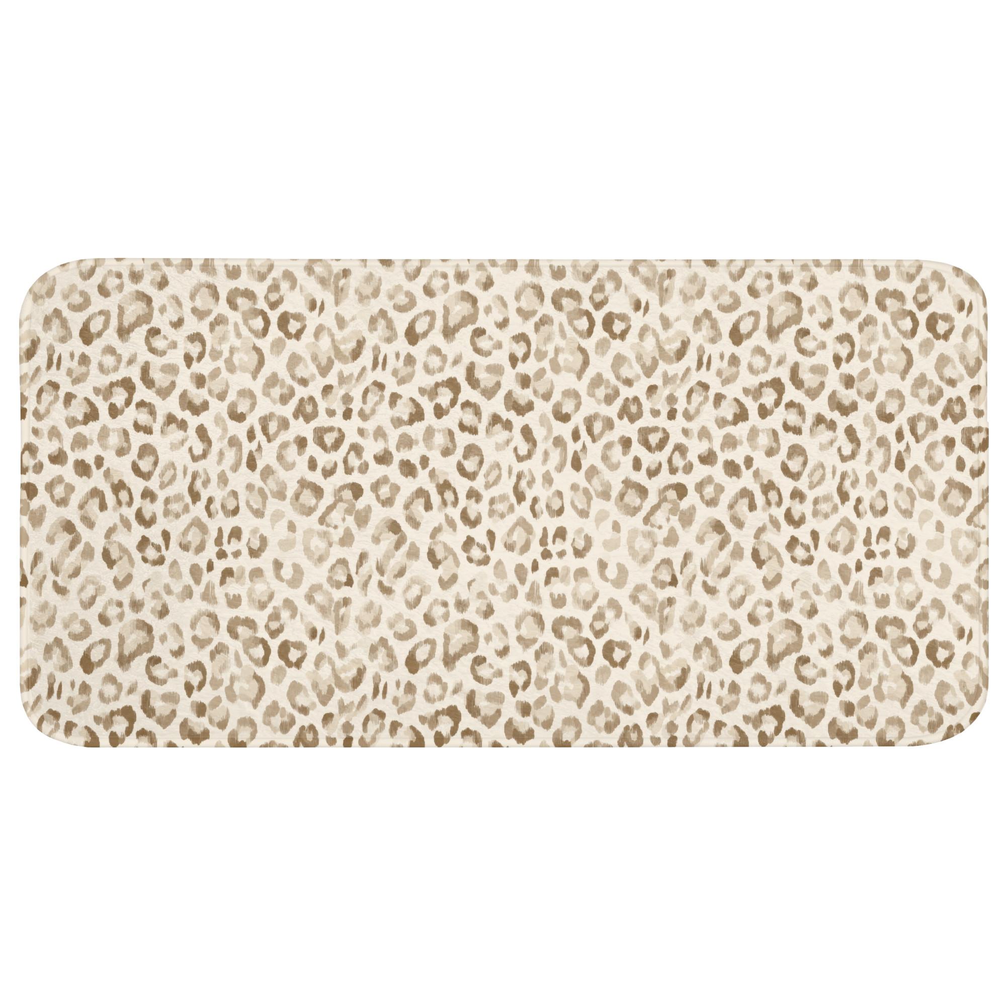 BADEMATTE Leopard - Klassisch - Beige Badezimmerteppich 120x60 cm - Hellbraun, Textil (120/60cm) - OnlyWow