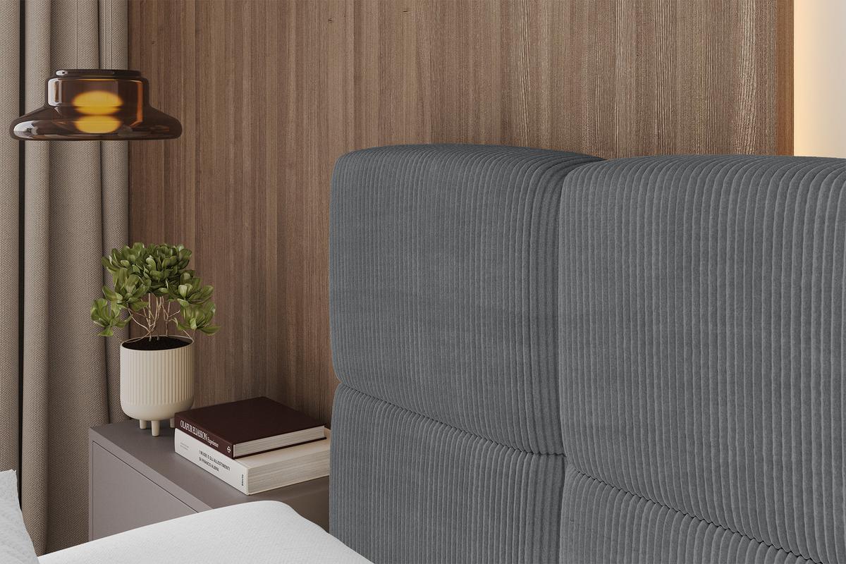 POLSTERBETT mit Bettkasten und Lattenrost, Bett mit Matratze H3/H4, Kopfteil, Boxbett, Doppelbett mit Stauraum - NATA-Z 120x200 Dunkelgrau - Chromfarben, Holzwerkstoff/Textil (120/200cm) - ALTDECOR