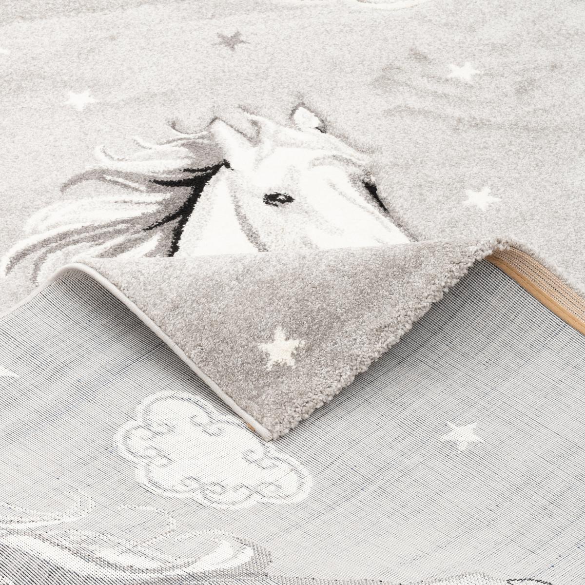 KINDER TEPPICH MAUI KIDS PFERD STERNE - Grau, Textil (160/230cm) - Pergamon