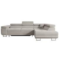 ECKSOFA mit Schlaffunktion und Bettkasten GUSA-L 272x202x107 cm Hellbraun Velours - Hellbraun/Silberfarben, Holzwerkstoff/Textil (272/202cm) - ALTDECOR