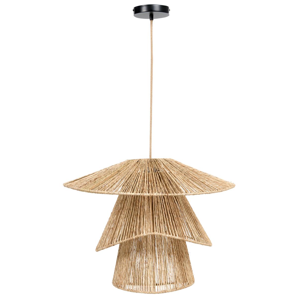 HÄNGELEUCHTE Naturfarben Bedas - Schwarz/Naturfarben, Naturmaterialien (55/55/187cm) - Beliani